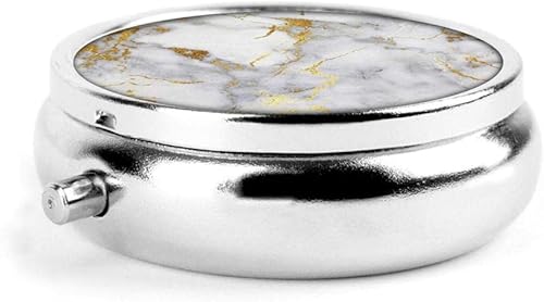 Miniatura 4 de Pastillero de mármol dorado, pequeño estuche para píldoras para bolso y bolsillo, lindo organizador de medicamentos, pastillero de viaje, soporte