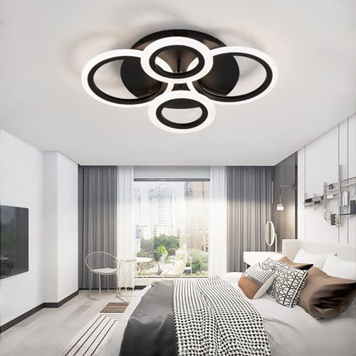 Plafonnier LED moderne dimmable avec télécommande 4 anneaux