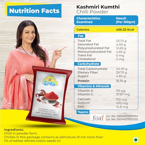 Image of Spyran Kashmiri Red Chilli Powder, Lal Marchu Powder, 100% Natural and No Preservatives & Color 1kg