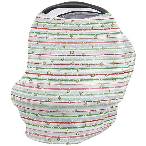 Nursing Cover for Breastfeeding Scarf, Christmas Green Red Strips Baby Car Covers Super Soft Multi Use for Canopy Shopping Cart Cover Blanket Stroller Cover