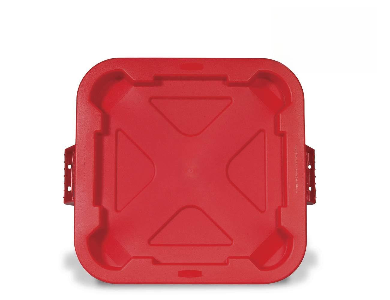 Rubbermaid Commercial Products Square Brute Tote Storage Lid, Red, Compatible with BRUTE Container, Pack of 6