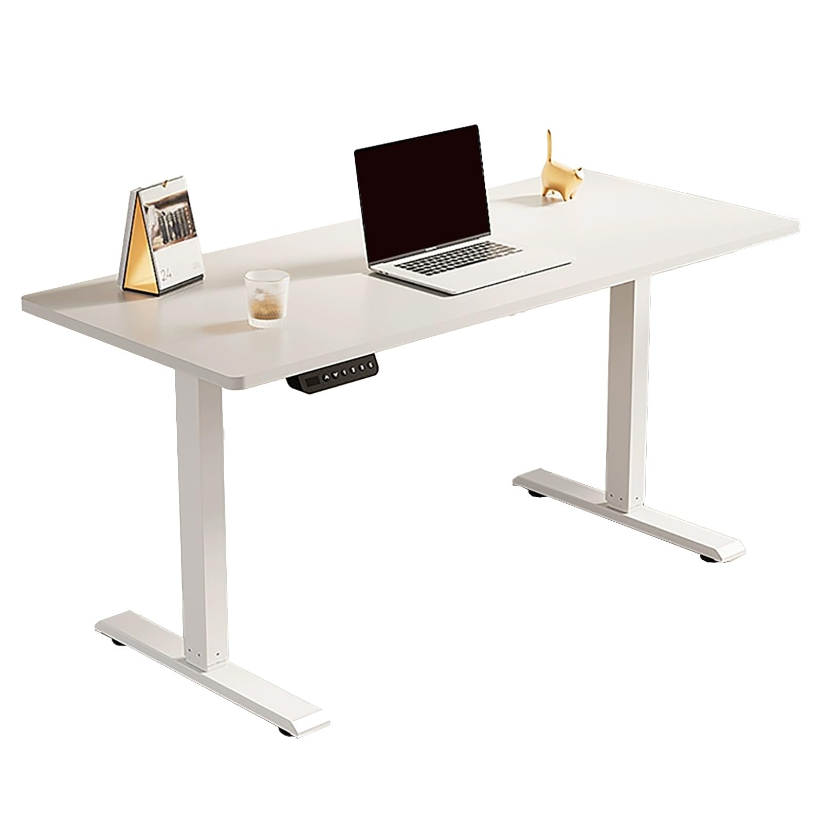 MYUYEE Adjustable Standing Desk, Stand Up Desk With Cable Management, 3 Memory Height Settings, Computer Desk With Headphone Hook, For Home Office,Brown,100X60Cm/39.3X23.6In (White-140X60Cm)