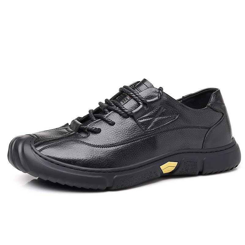 Men's Shoes Lace-up Outdoor Casual Leather Shoes Round Wear-Resistant Rubber Soft Sole Men Shoes2