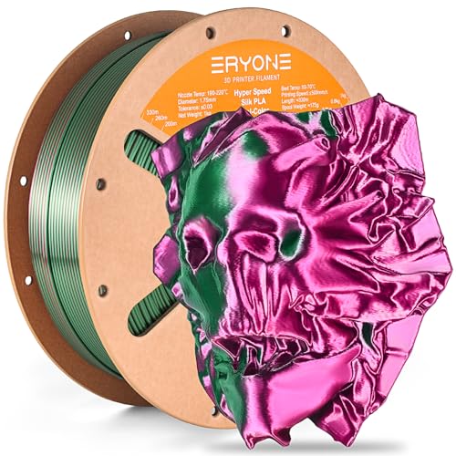 Image of ERYONE Silk Filament PLA+ 1.75mm Shiny 3D Printer Filament, Multicolor PLA 2 in 1, 1kg (2.2LBS) /Spool, HS Silk Dual Color Red & Green