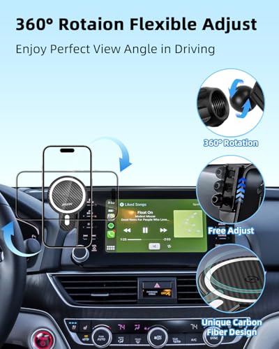 Image of PZK Car Phone Mount for Honda Accord 2018-2022 Sport SE /EX /EX-L /Touring /LX Accessories 10th Gen Accord for 8-inch Screen Magnetic 15W Fast Wireless Charger Phone Holder 360 Rotation with Stroage Box