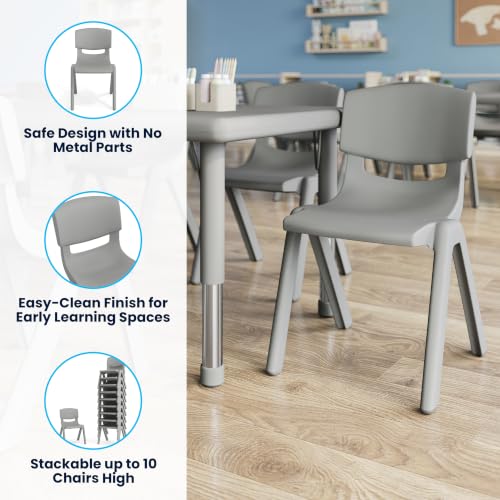 Image of Flash Furniture Stackable Plastic School Chair, Soft Gray, Set of 10