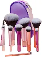 Kit 10 Pincéis de Maquiagem com Estojo Cerdas Sintéticas Macias, Portátil e Completo para Base, Pó, Blush, Corretivo e Sombras – Travel Size Ideal para Presente, Uso Diário e Adolescentes