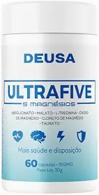 Magnésio 5 em 1 Alta Concentração | Liberação Prolongada | Suporte para Músculos, Energia e Relaxamento | Uso Diário