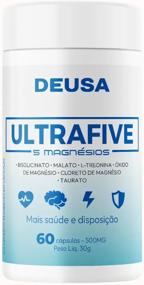 Magnésio 5 em 1 Alta Concentração | Liberação Prolongada | Suporte para Músculos, Energia e Relaxamento | Uso Diário