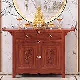 Vielseitiger Opfer-Tisch — Die großzügige Tischfläche dieses Buddhistischer Entspannung Tisch bietet Platz für Buddha-Statuen, Opferlampen, Früchte und Blumen. Er eignet sich für Hausaltäre, Wohnzimmeropfer oder Meditationsräume. Er ist nicht nur ein Altar-Tisch, sondern auch ein dekoratives chinesisches Möbelstück, das Ruhe und Harmonie in Ihr Zuhause bringt und eine stabile, feierliche Atmosphäre schafft.