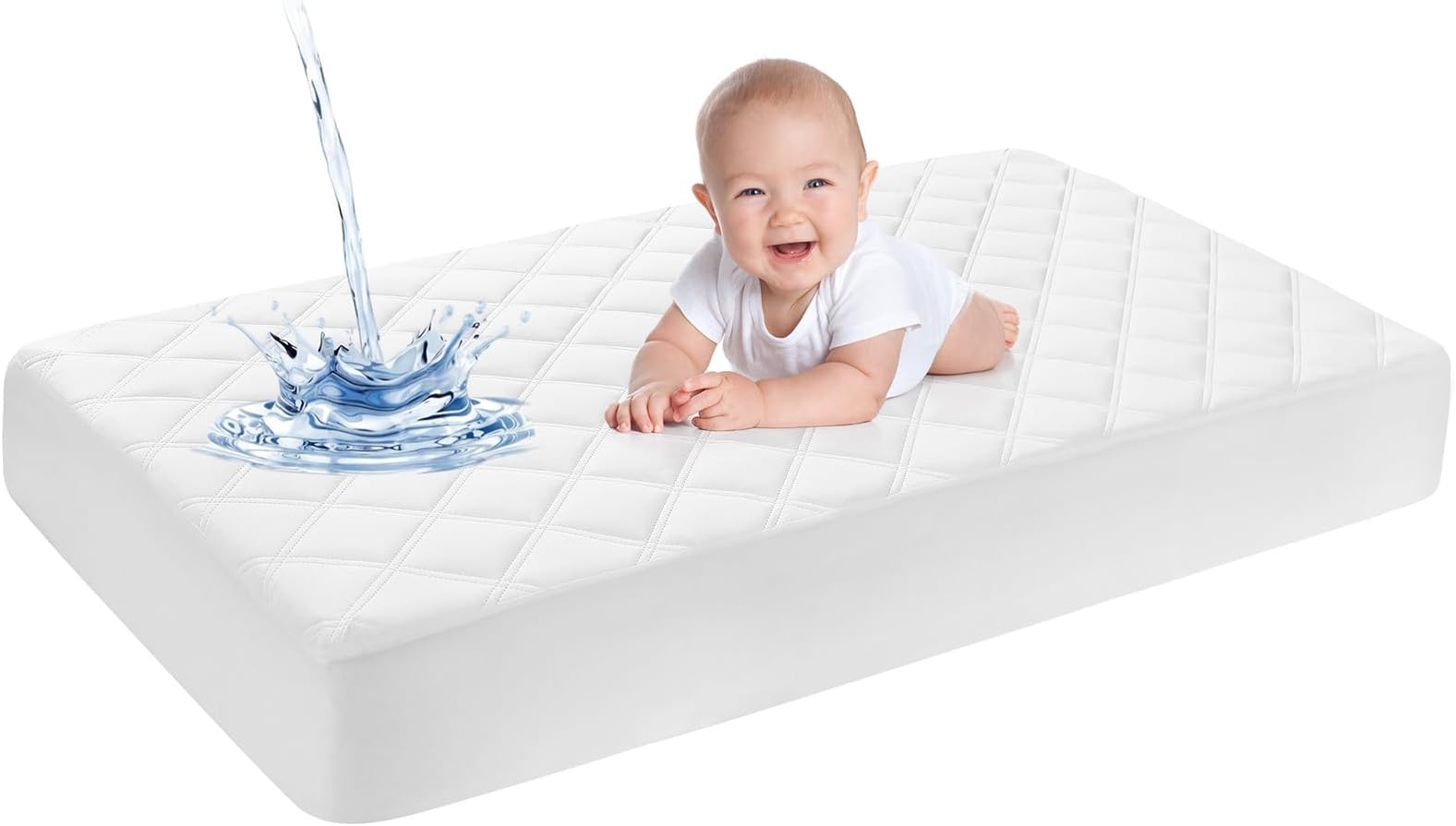 Yoofoss Waterproof Baby Mattress Protector 70 x 140 cm Adjustable Fitted Sheet Removable and Washable for Cot Bed