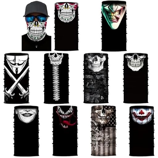MUYAPAY 10 Piezas Multifunción Bandana Elástica Pañuelo Tubular Calavera Pasamontañas de Calavera Bufanda Mágica sin Costuras para Deportes Halloween Carnaval Deportes Aire Libre | Ya disponible en tu tienda friki favorita! En mundofriki.es!