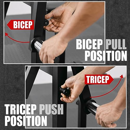 GMWD Bicep Tricep Curl Machine, 250LBS Plate Loaded Bicep Curls and Tricep Extension Machine, 2 in 1 Exercise Equipment for Home Gym Workout Station