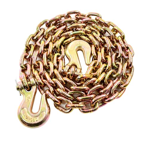 TBAPFS 1/2 Inch x 10 Feet Transport Binder Chain G80 Safey Tow Chain with Grab Hooks 12000 Lbs Safe Work Load for Transporting Towing Tie Down Binding Equipment
