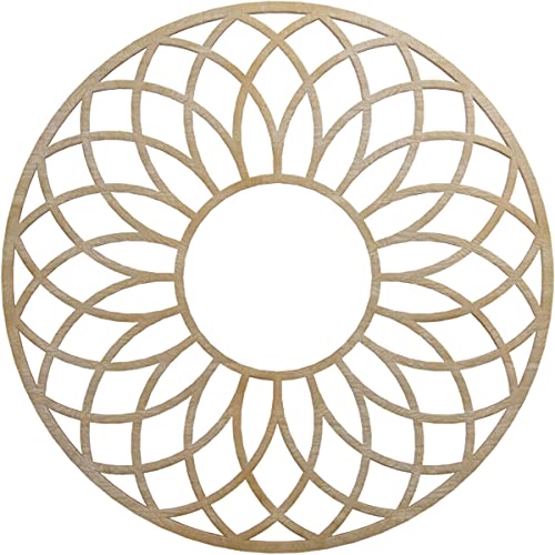 Image of Ekena Millwork 28 inchOD x 9 5 /8 inchID x 3 /8 inchT Cannes Wood Fretwork Pierced Ceiling Medallion, Birch