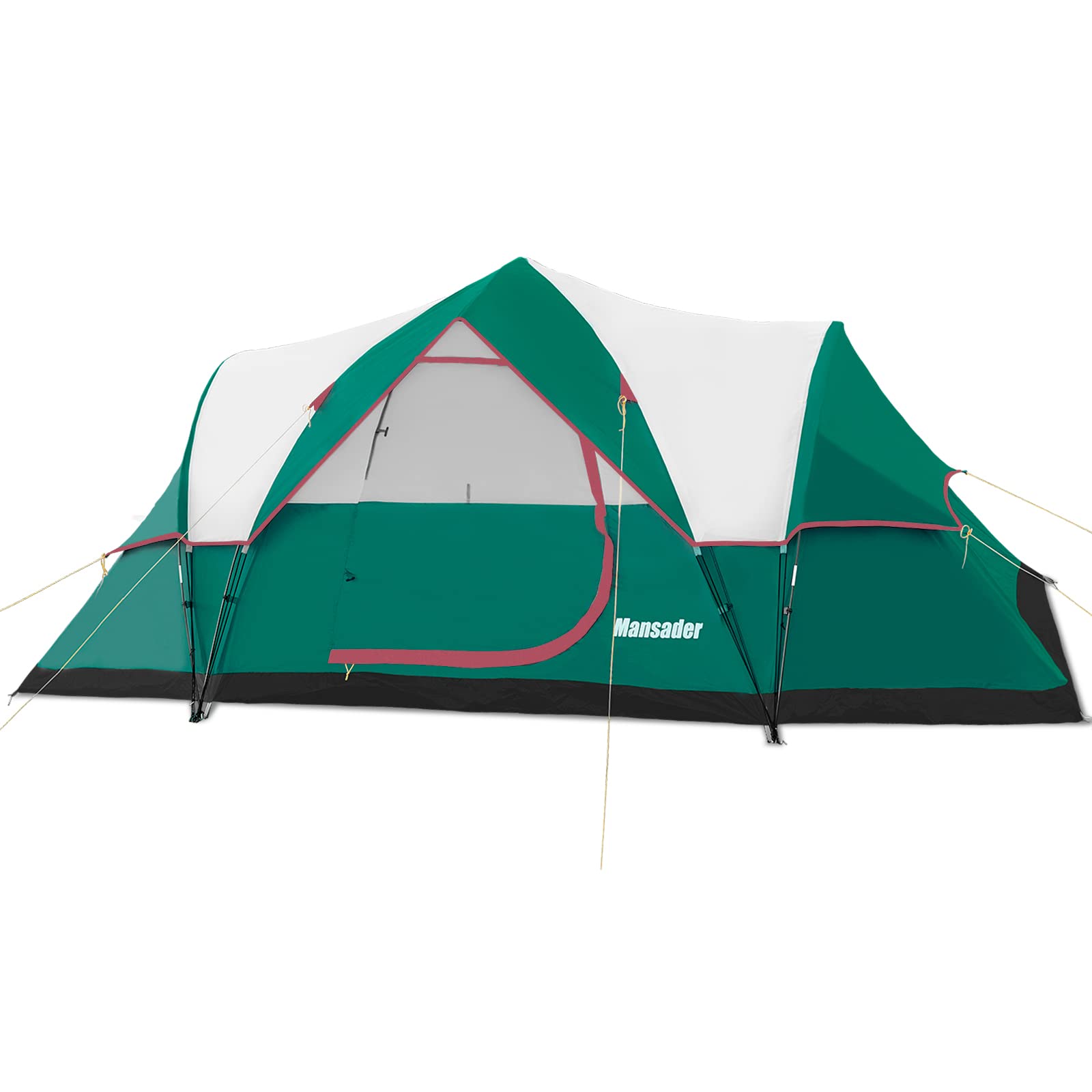 Mansader 6 Person Family Camping Pop Up Tent, Waterproof Windproof with Top Rainfly, Easy Set Up Tent for Outdoor Camping Hiking Travel Green