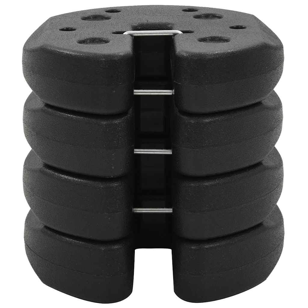 vidaXL Lot de 4 Plaques de Lest pour Gazebo, 220x50 mm, Béton avec Couvercle en Plastique, Noir, Accessoire pour Tente de Réception ou Base de Parasol Extérieur