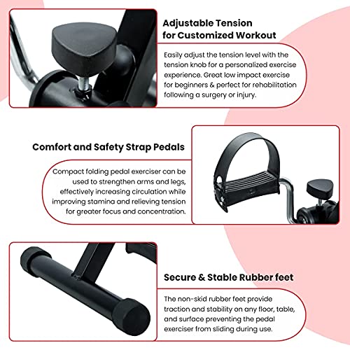 Image of SPARNOD FITNESS SMB-200 Cycle Pedal Exerciser with Adjustable Resistance - Suitable for Light Exercise of Legs, Arms, and Physiotherapy at Home, Black