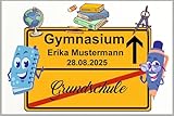 Ballonsupermarkt Kreation Grundschule -Gymnasium. Leinwand-Schild, personalisiert, mit Namen und Datum. Geschenk zum Übergang von der Grundschule zum Gymnasium.