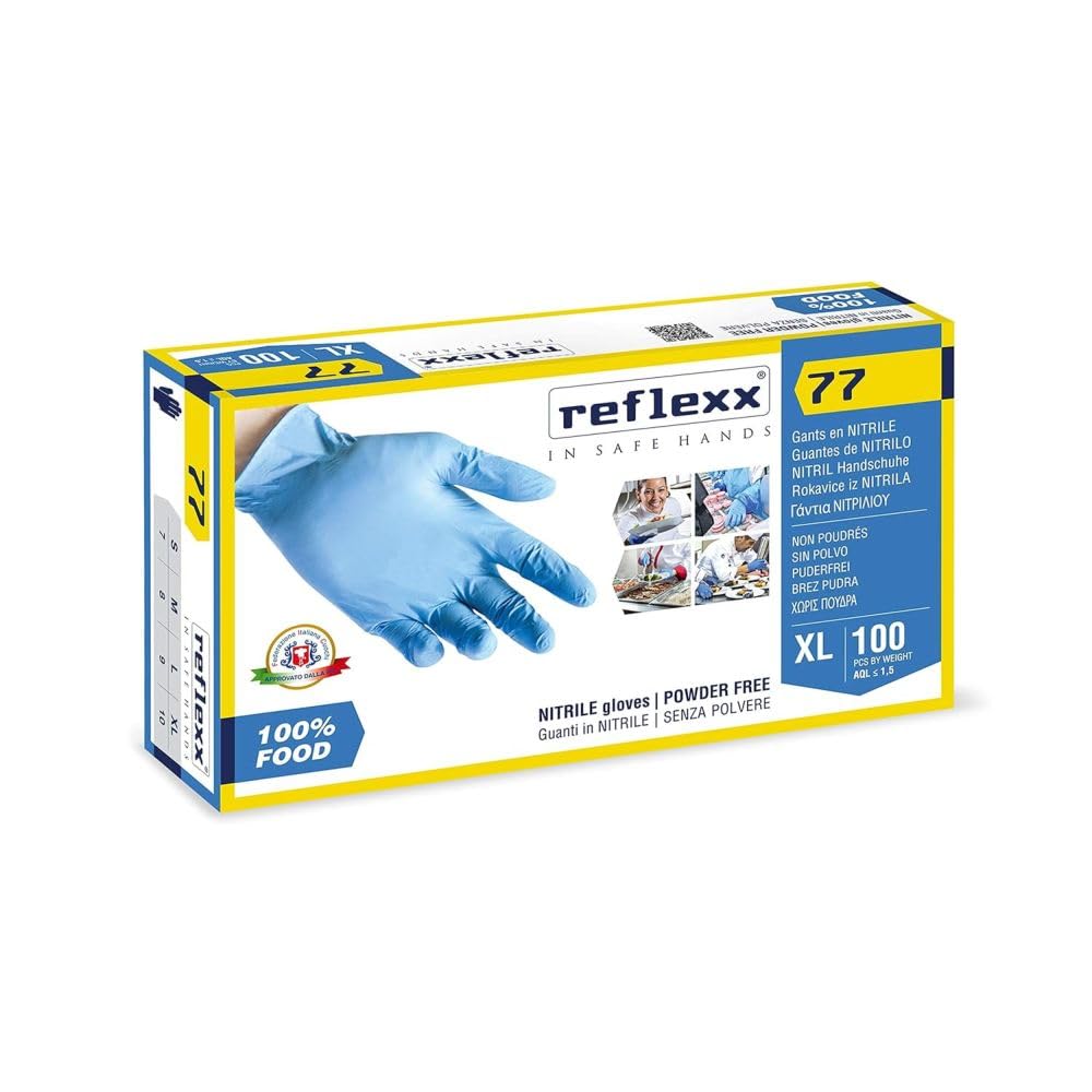 REFLEXX R77 1000 Guanti nitrile uso alimentare SP - 3 gr - VARIE TAGLIE - 1000 PZ - OFFERTA - Idonei al contatto TUTTI GLI ALIMENTI (S)