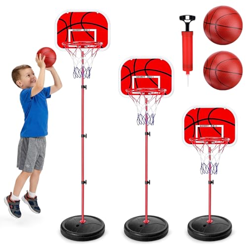 WGIDSKKI Panier de Basket Réglable en Hauteur 40-140 cm pour Enfants, Support de Basket Miniature Robuste Intérieur et Extérieur, Jouet de Sport avec...