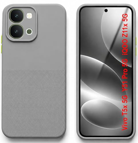 Image of Silicone Back Cover Case for Vivo T5x 5G Y51 Pro 5G iQOO Z11x 5G | Soft Micro-Fibre Lining Inside | Anti Slip Grip & Camera Protection | Shockproof Case for (Gray)