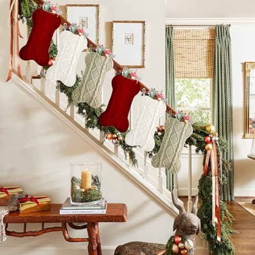 18-Inch-Christmas-StockingsBurgundy-Ivory-and-Khaki-Knit-Bulk-Double-Side-Vintage-Dog-Xmas-Stockings-for-Family-Dogs-Pets6-Pack 18 Inch Christmas StockingsBurgundy Ivory and Khaki Knit Bulk Double Side Vintage Dog Xmas Stockings for Family Dogs Pets6 Pack