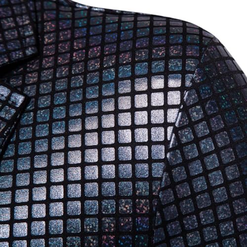 Cambkatl Men's Sequin Blazer Party Prom Wedding Tuxedo Metallic Suit Jacket Casual 70s Disco Party Sports Coat4