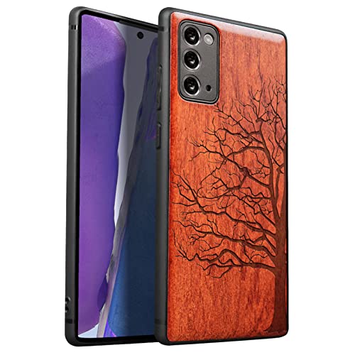 Carveit Wood Case For Galaxy Note20 Case [Hard Real Wood & Black Soft Tpu] Shockproof Protective Cover Unique & Classy Wooden Case Compatible With Samsung Note20 5G (Eternal Tree-Rosewood) #TOP25