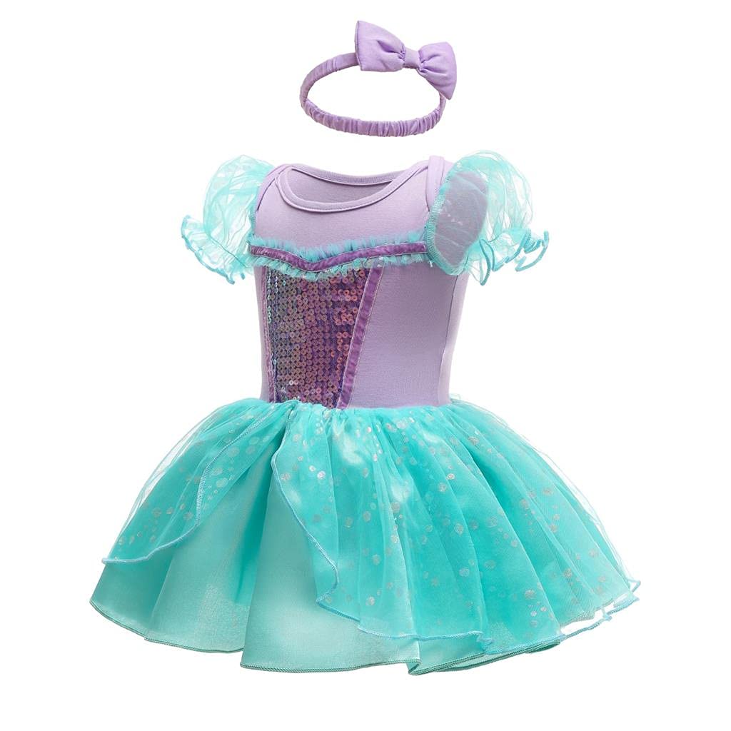 Lito Angels - Mono tipo pelele, disfraz de princesa para bebé y niñas con diadema con lazo, para fiesta de cumpleaños, Halloween