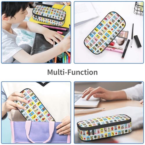 Image of Mexican Cards Pencil Case Big Capacity Storage Pencil Pouch Stationery Bags With Zipper Portable Pen Holder Box Organizer For Boys Student College School Office Supplies