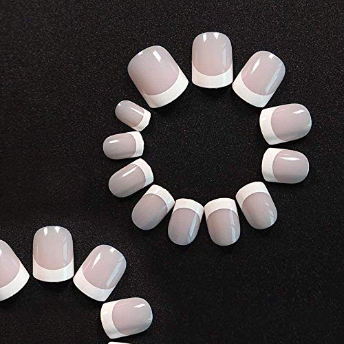 240 Pcs Natural French Nails,Short Fake Nails French,Acrylic Full Cover Nails Including 12 Different Sizes