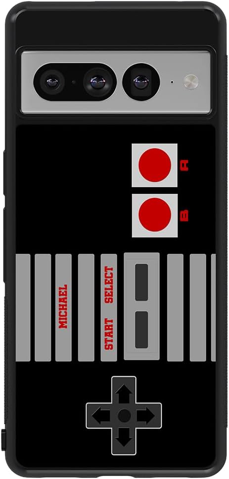 Retro Gaming Controller Personalized Black Rubber Phone Case Compatible With Google Pixel 10, 10 Pro, 10 Pro XL, 9a, 9 Pro, Pixel 9, Pixel 9 Pro XL, 8a, 8 Pro, 8, 7, 6, 6a, 6 Pro, 5, 4