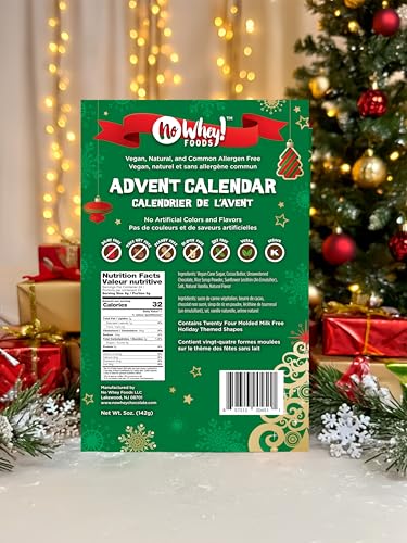 Chocolate Advent Calendar – Allergy-Friendly and Vegan – Free of: Milk, Peanut, Tree Nut, Gluten, Egg, Soy, Sesame, No Artificial Colors or Flavors. Top common 9 allergens! Vegan and Kosher!