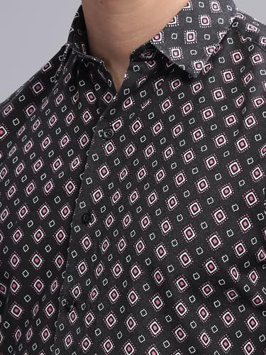 Image of MODERN ELEGANCE Men Slim Fit Navy Small Liberty Floral Printed Casual Shirt