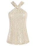 【Elegantes Neckholder-Top】 Ärmelloses Neckholder-Design mit kreuz und quer verlaufenden Schlüsselloch-Knoten auf der Vorderseite zeigt die anmutigen Linien des Schlüsselbeins und des Rückens, sodass Sie sexy und charmant aussehen und sich für einen eleganten Stil eignen