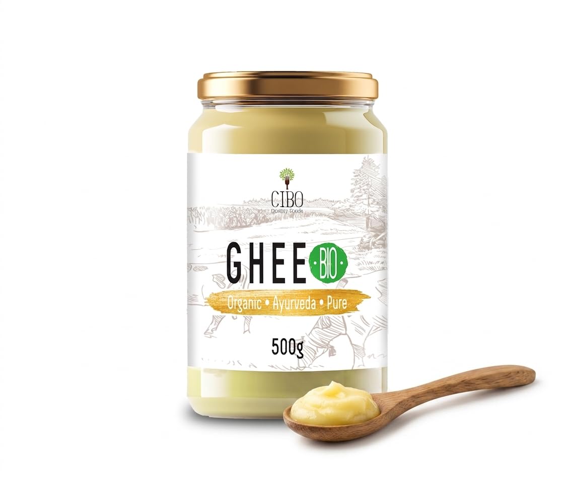 Cibo Ghee Ecológico 500g - Leche de Parma y Reggio Emilia - Vacas de Pasto - Punto de Humo 250°C