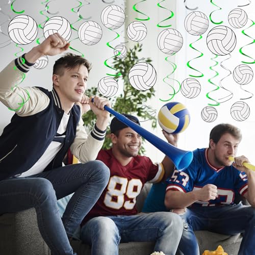 Image of 54Pcs Volleyball Hanging Swirls Party Decorations Volleyball Theme Birthday Party Decorations Supplies Sports Ball Cutouts Hanging Swirl Ceiling Streamers for Kids Girls Boys