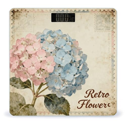 Báscula Digital para Baño Retro Flores Precisa y Estable miniatura 1