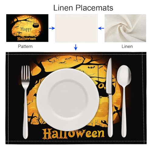Sets de table Halloween effrayants pour décoration de table de fête jaune