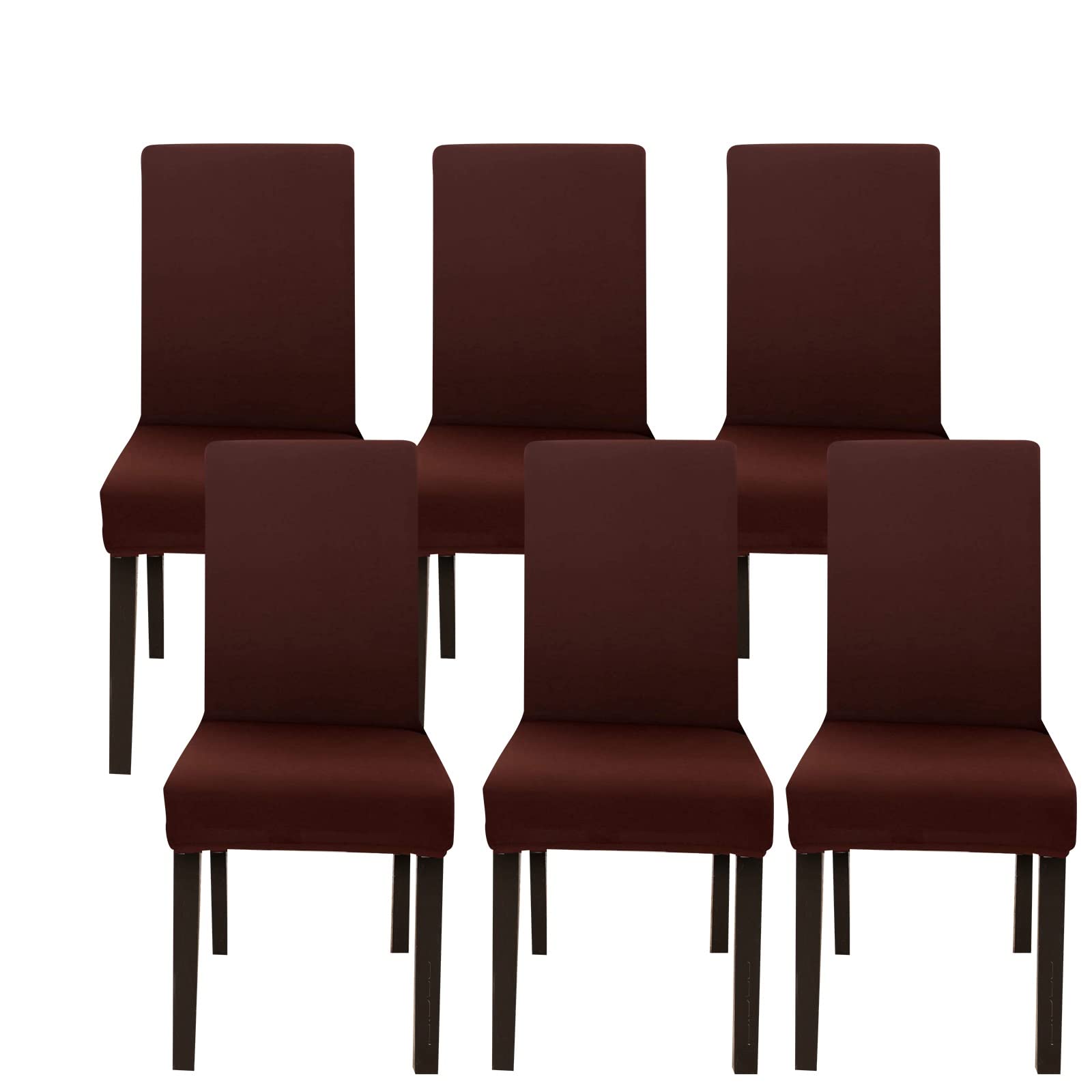 Jaotto Coprisedia con Schienale Elasticizzato 6 Pezzi,Fodere per Sedie da Pranzo Lavabile Universale Estraibile,Moderno Vestisedia per Cucina,Copertura della Sedia per Casa Ristorante(Caffè,6 Pezzi)