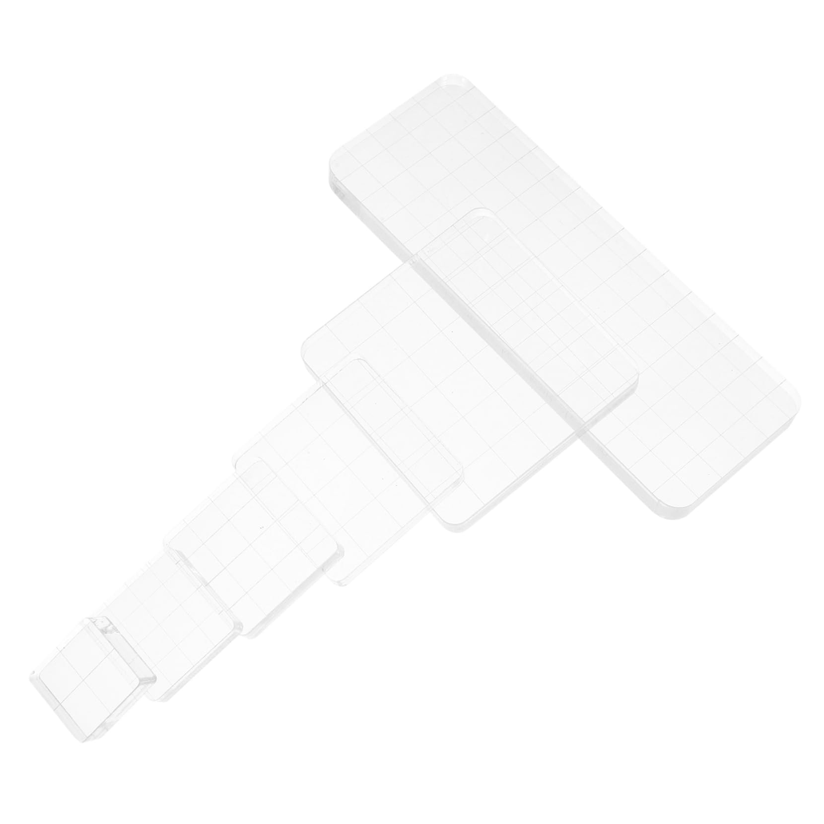 SEWACC Acrylic Stamping Blocks Rectangle with Grid Lines 6pcs Set for Crafting and Scrapbooking