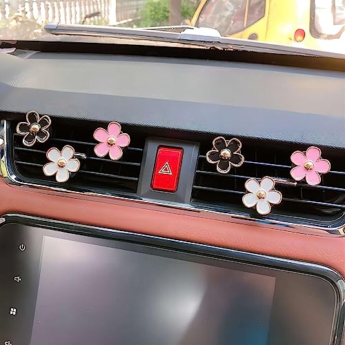 Image of 6 Pcs Daisy Flower Air Freshener Car Clips,car decoration ventilation clip, air conditioning outlet clip, car air freshener clip, charming color car decoration accessories（3 cm, 3.3 cm） (red)