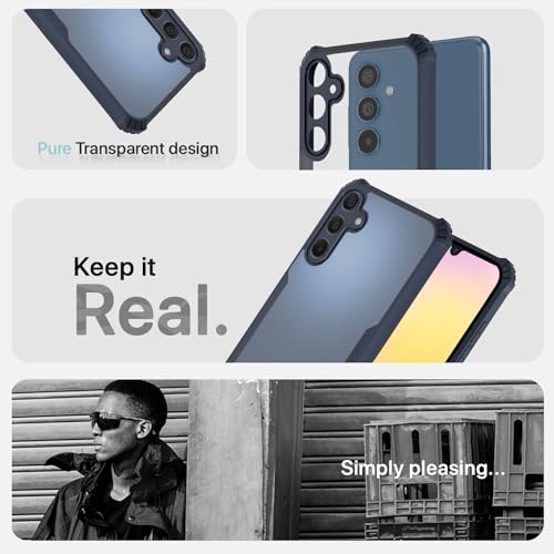 Image of Pikkme Samsung Galaxy A25 5G Back Cover | Crystal Clear Transparent Back | Ultra Hyrbid | Full Camera Protection | Raised Edge | Bumper Back Case (Blue)