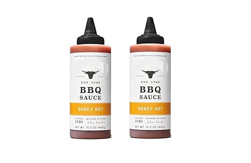 Al Amin Foods Kinder's Honey Hot BBQ Sauce Premium Quality 1 botella de vidrio de 30 onzas (29.98 oz).