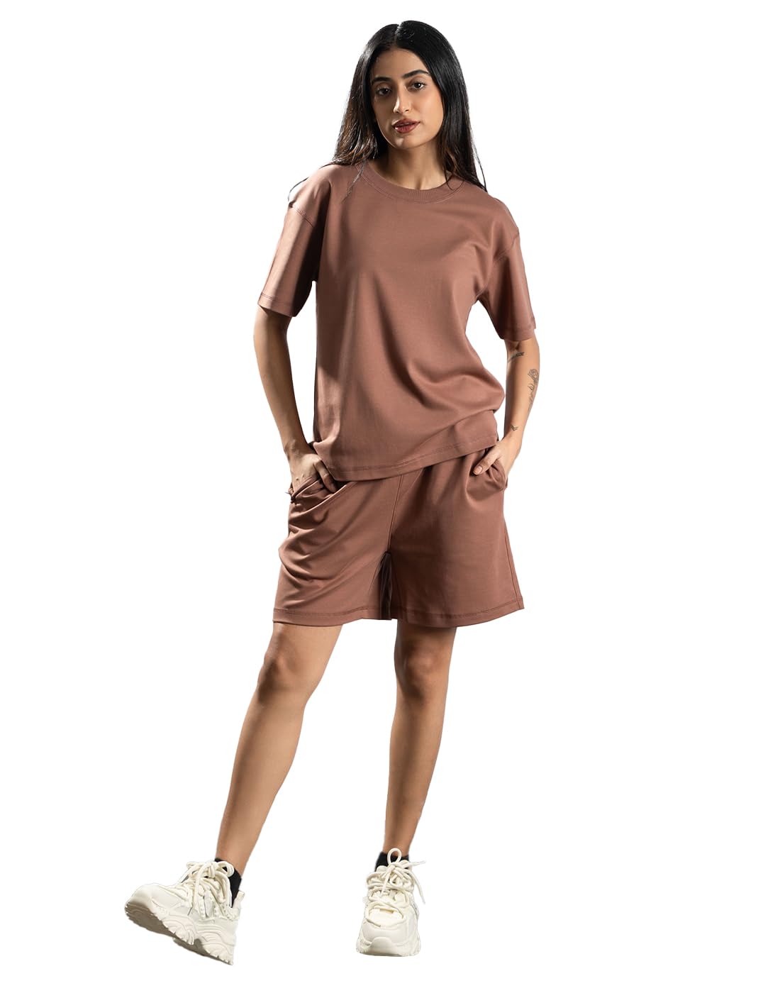 one way Women Solid 1 Tshirt, 1 Shorts :: Co-Ords Set-picture-1