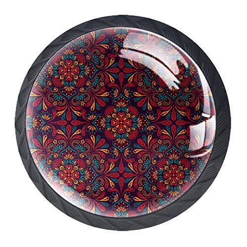 BestIdeas Mandala, tiradores redondos para cajón, 4 unidades, utilizados para dormitorio, aparador, guardería, sala de juegos