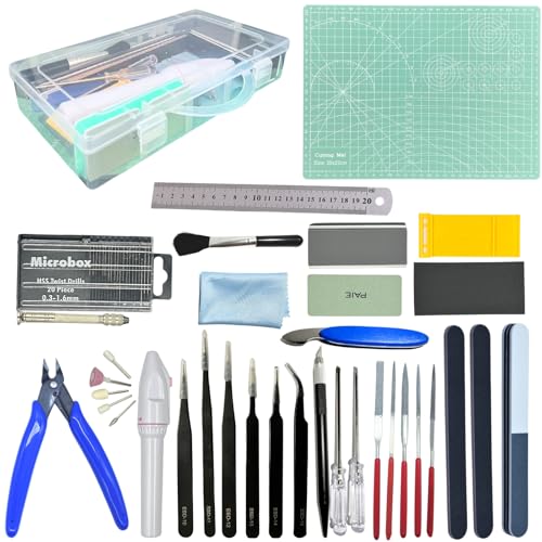 JUNYAOHSU Gundam Model Tool Kit, 64pcs Hobby Modeler Basic Tool Set for Minature Bandai Models, Cars, Airplanes, Buildings, Gundam, Robots Repairing Fixing
