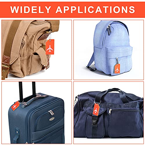 8 Pieces Luggage Tags Silicone Luggage Suitcases Tags For Travel Luggage Name Tags Includes Name Cards With Partial Privacy Cover & Stainless Steel Loops For Secure Fastening (Orange) #TOP4