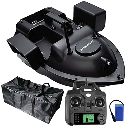 HENGGE RC Bait Boat, Remote Control Fishing Boat, GPS Positioning Remote Control 500M Bait Boat with LED Night Light,Black,GPS 12000MAH